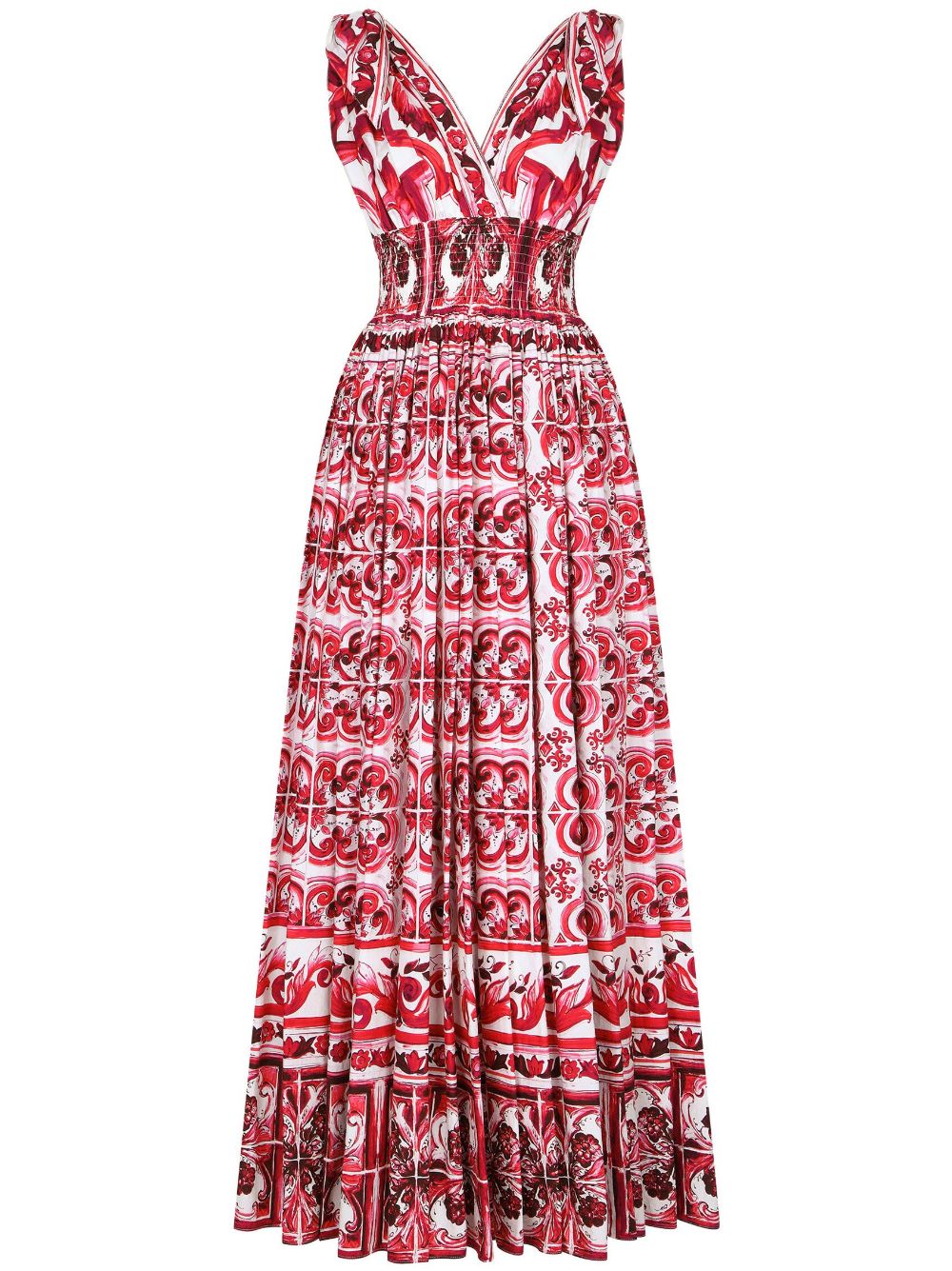 Dolce & Gabbana DOLCE & GABBANA- Majolica Print Cotton Long Dress