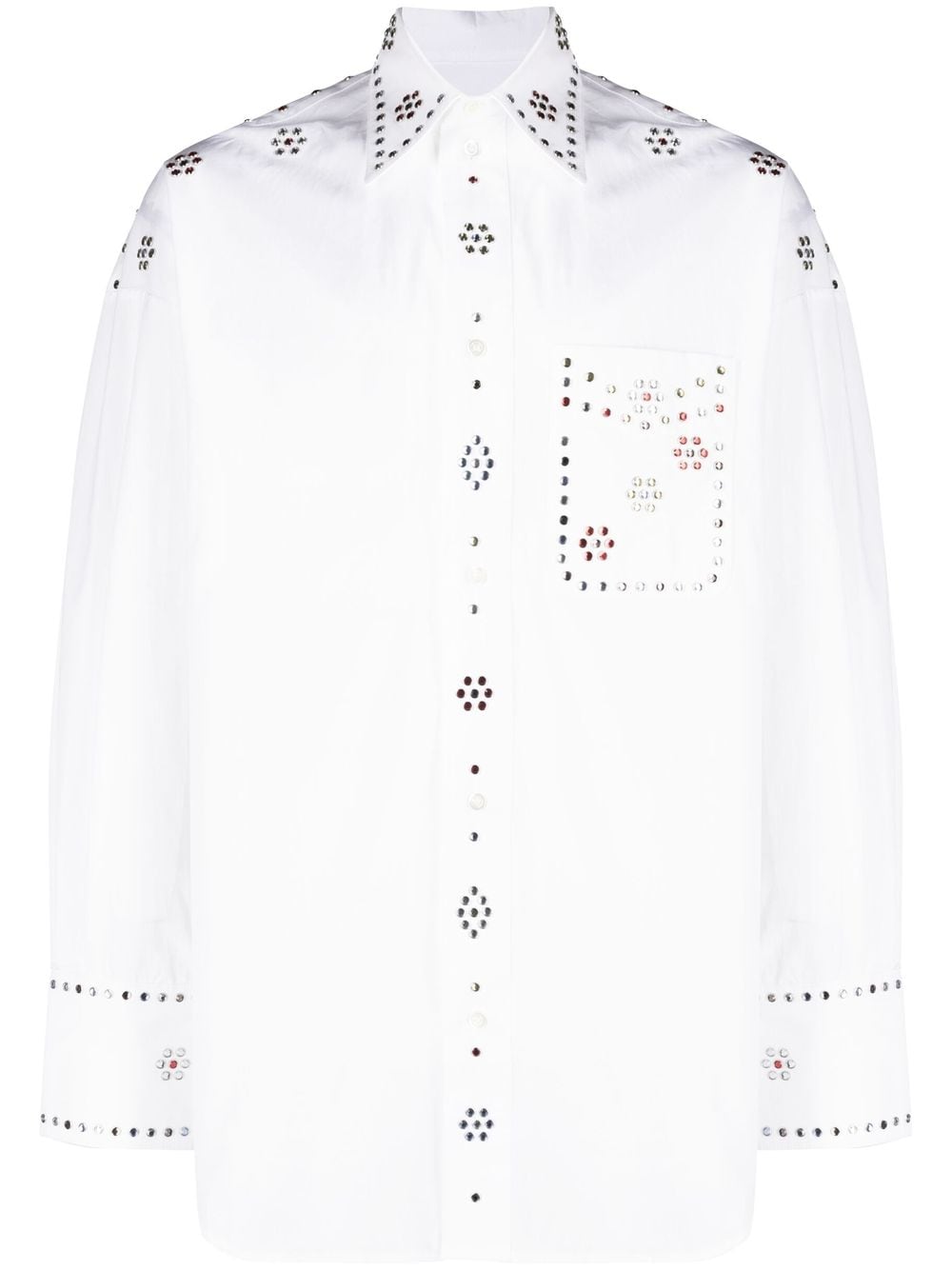 Bluemarble BLUEMARBLE- Rhinestone Embellishment Cotton Shirt