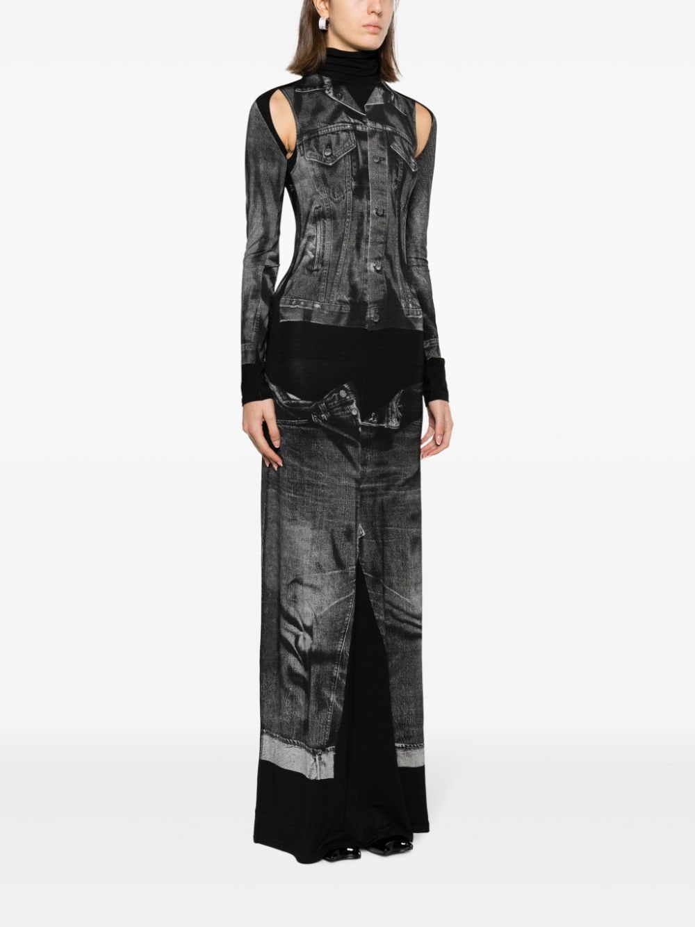 Jean Paul Gaultier JEAN PAUL GAULTIER- Trompe L'oeil Tattoo Print Long Dress