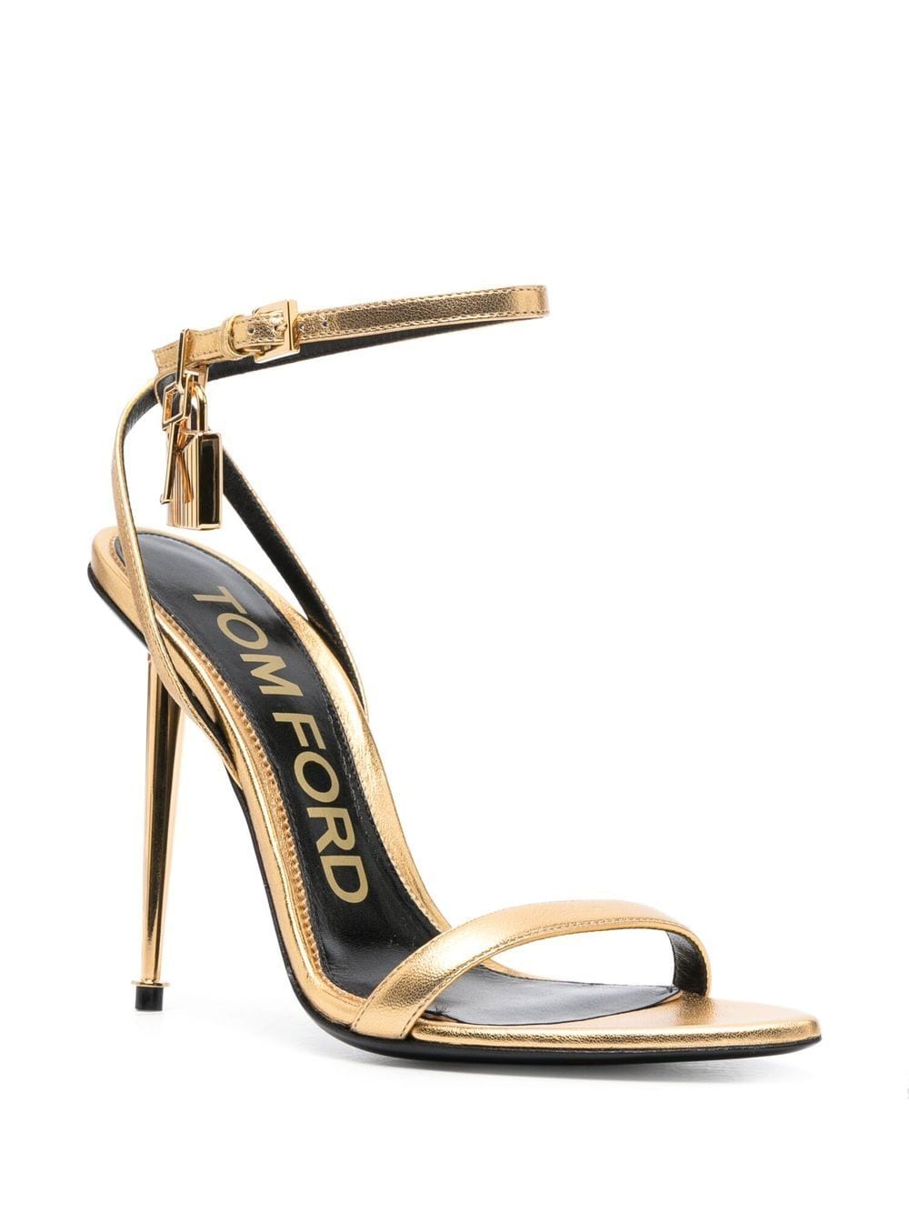 Tom Ford TOM FORD- Pointed Laminated Leather Heel Sandals