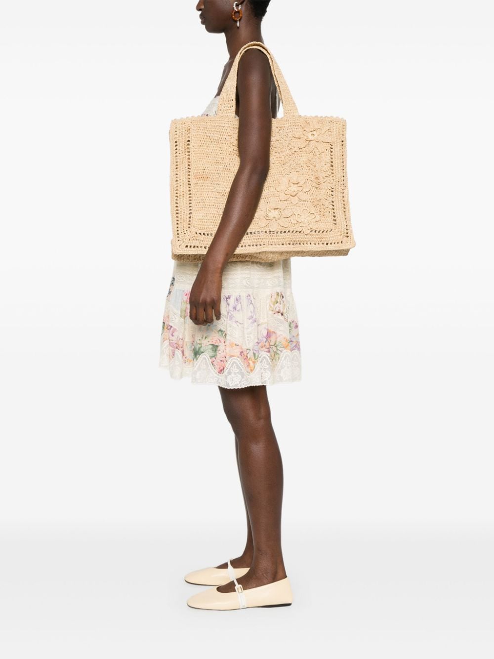 Zimmermann ZIMMERMANN- Floral Raffia Tote Bag