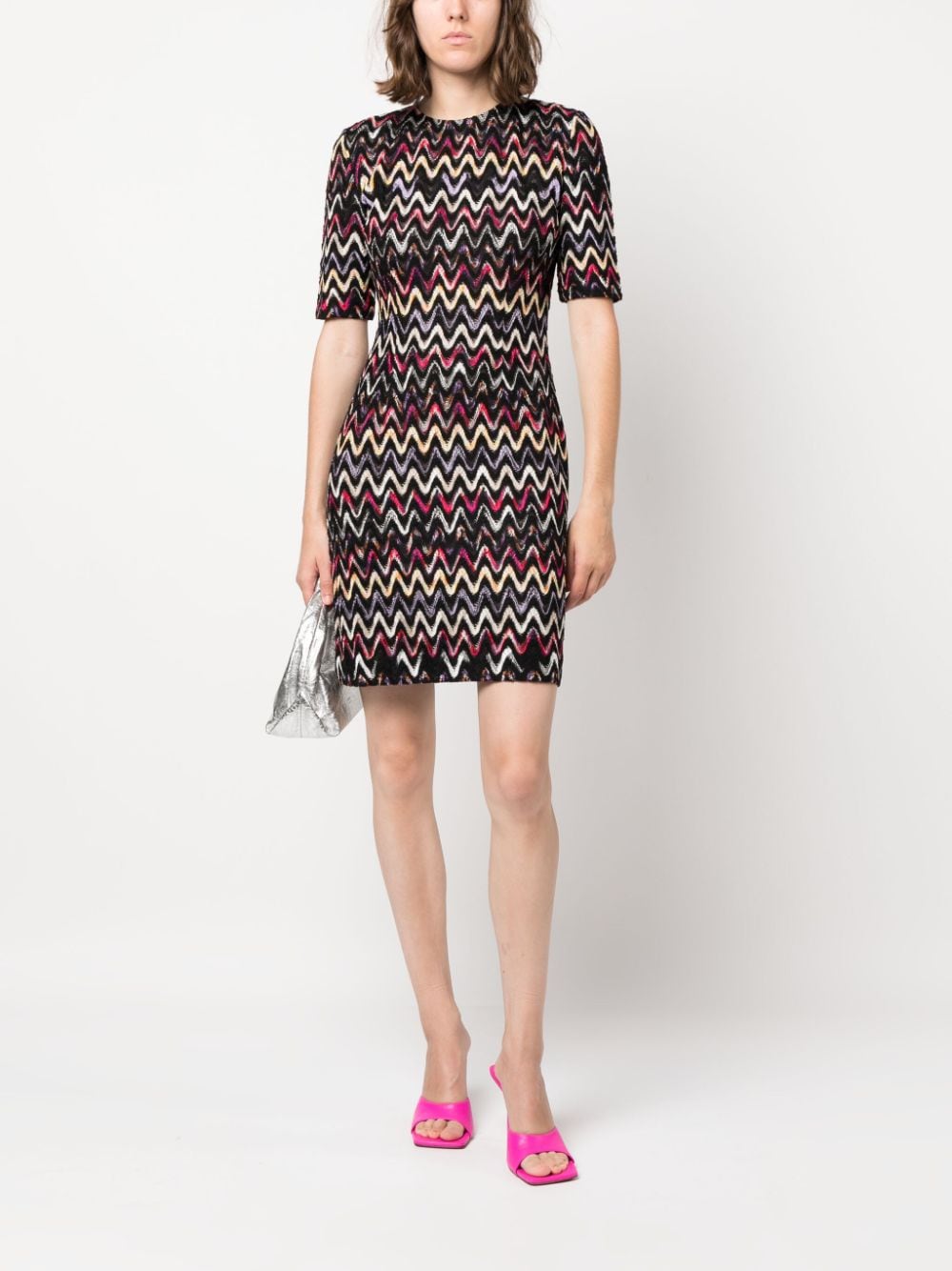 Missoni MISSONI- Zig Zag Pattern Wool Blend Short Dress