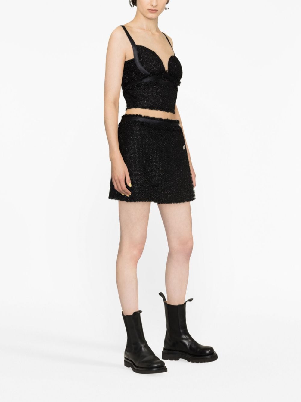 Versace VERSACE- Vichy Tweed Wrap Mini Skirt