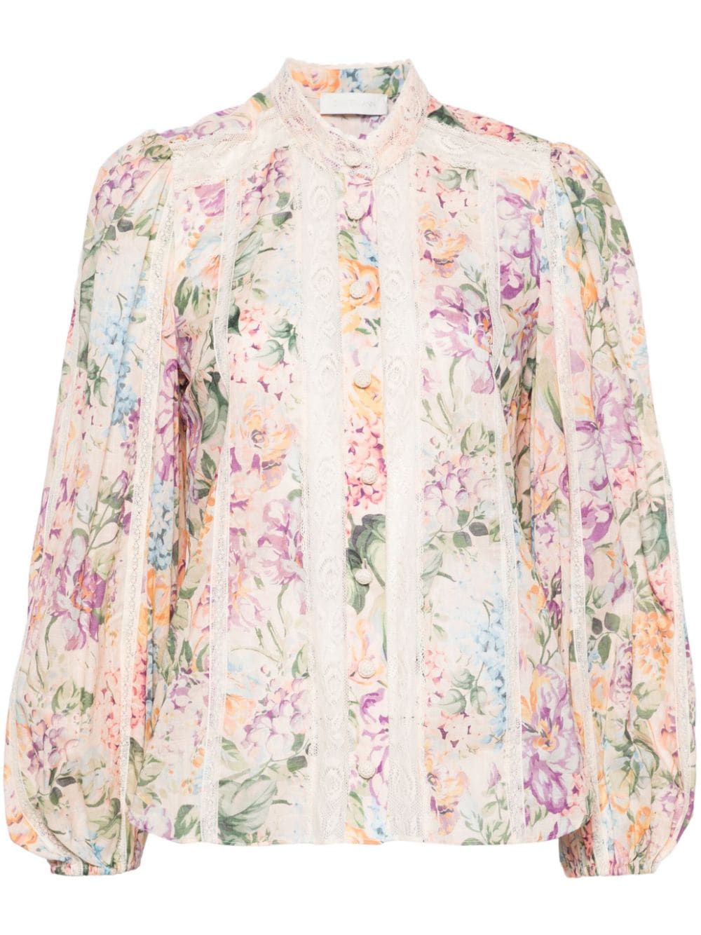 Zimmermann ZIMMERMANN- Floral Print Lace Trim Shirt