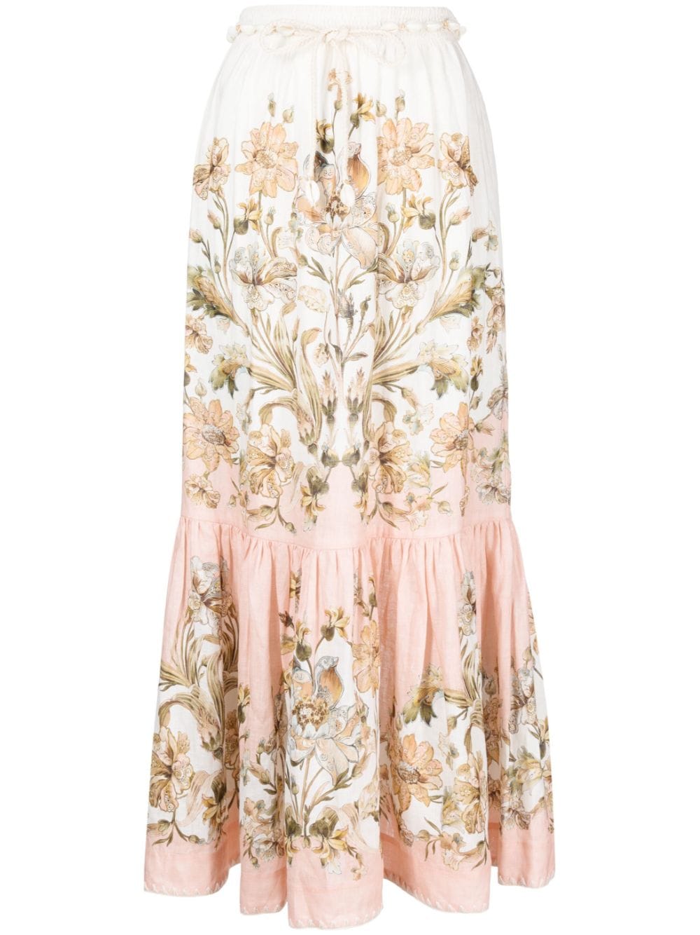 Zimmermann ZIMMERMANN- Floral Print Linen Midi Skirt