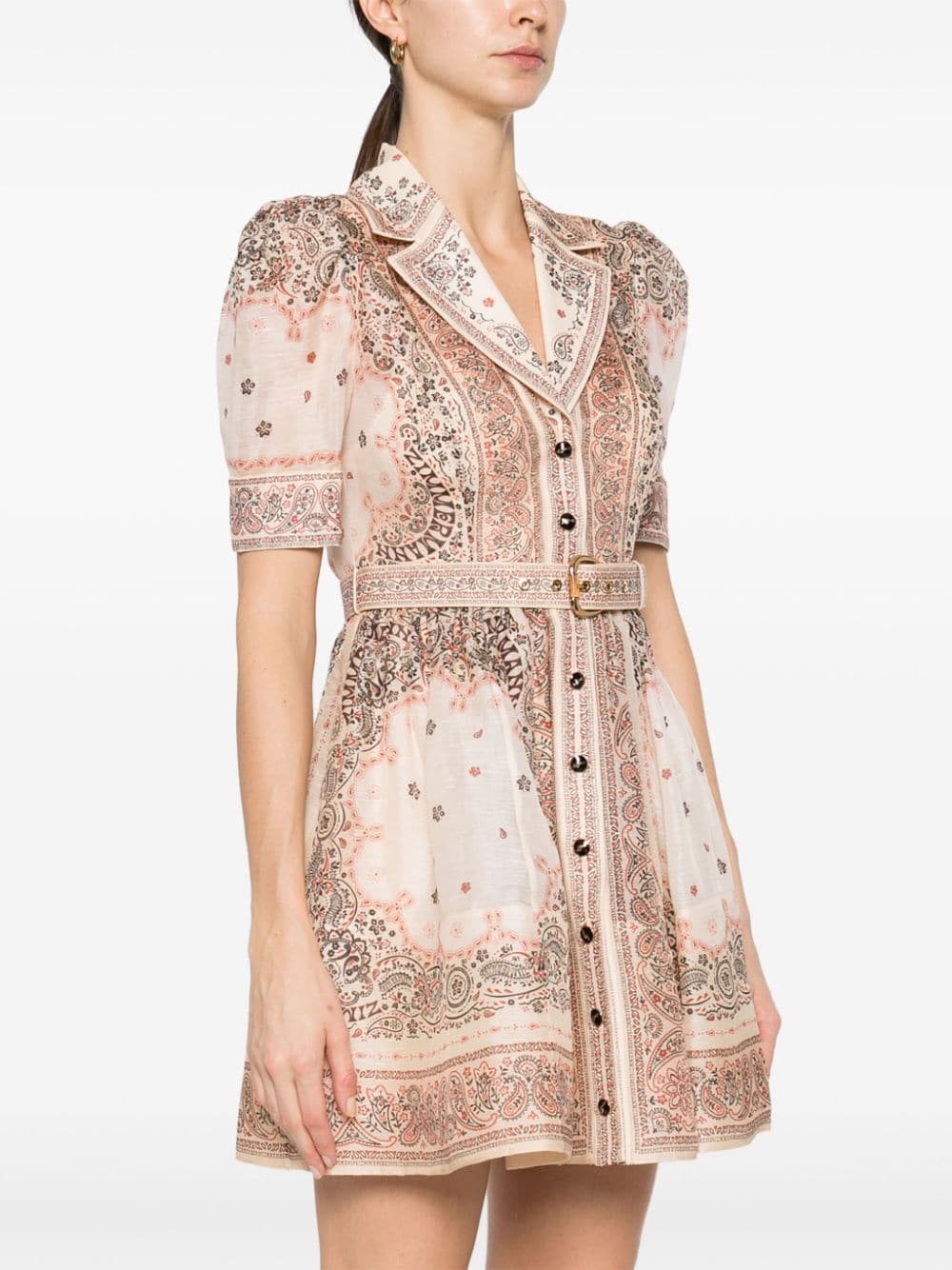 Zimmermann ZIMMERMANN- Bandana Print Linen And Silk Blend Mini Shirt Dress