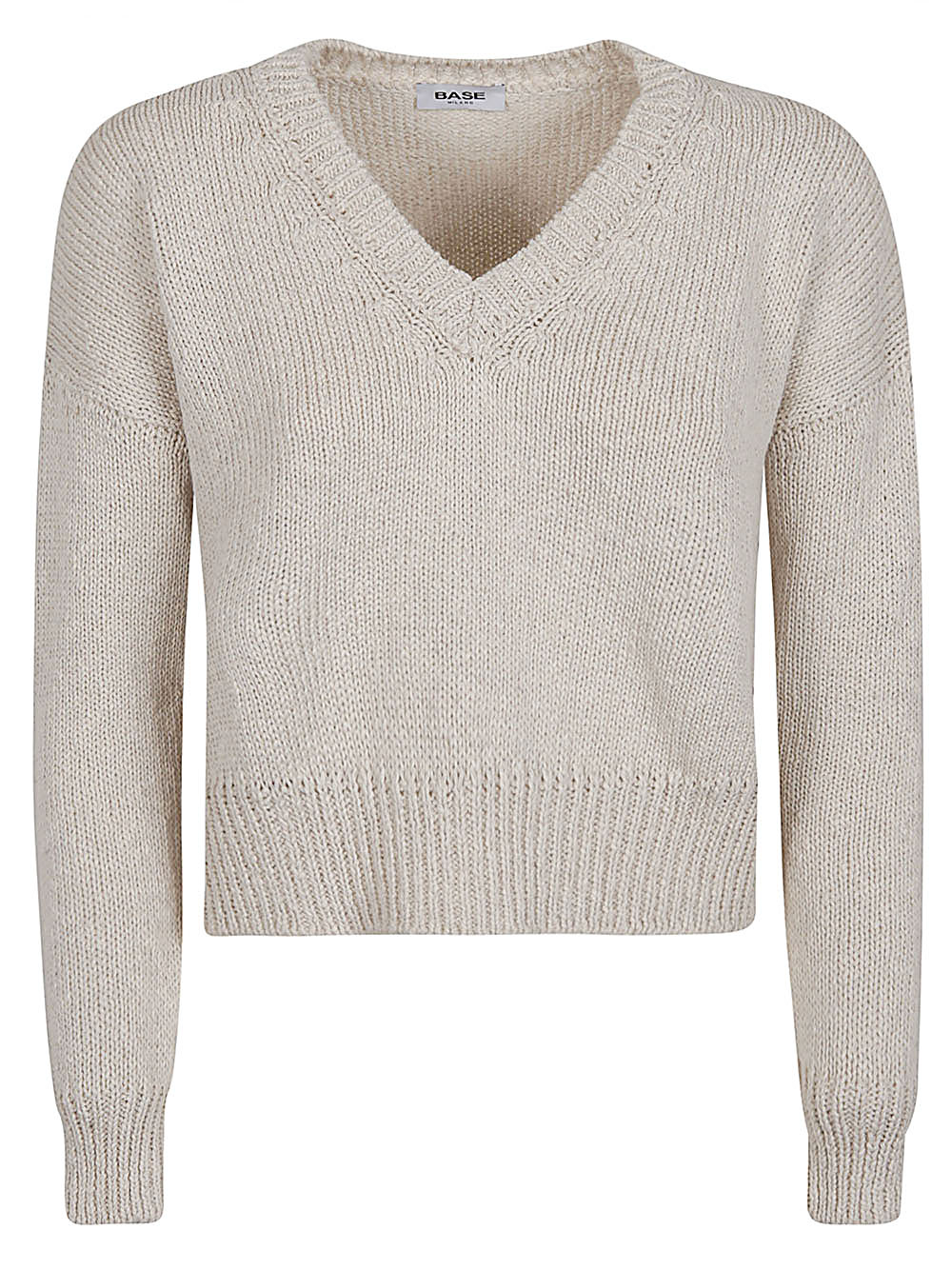 Base BASE- Cotton And Linen Blend V-neck Sweater