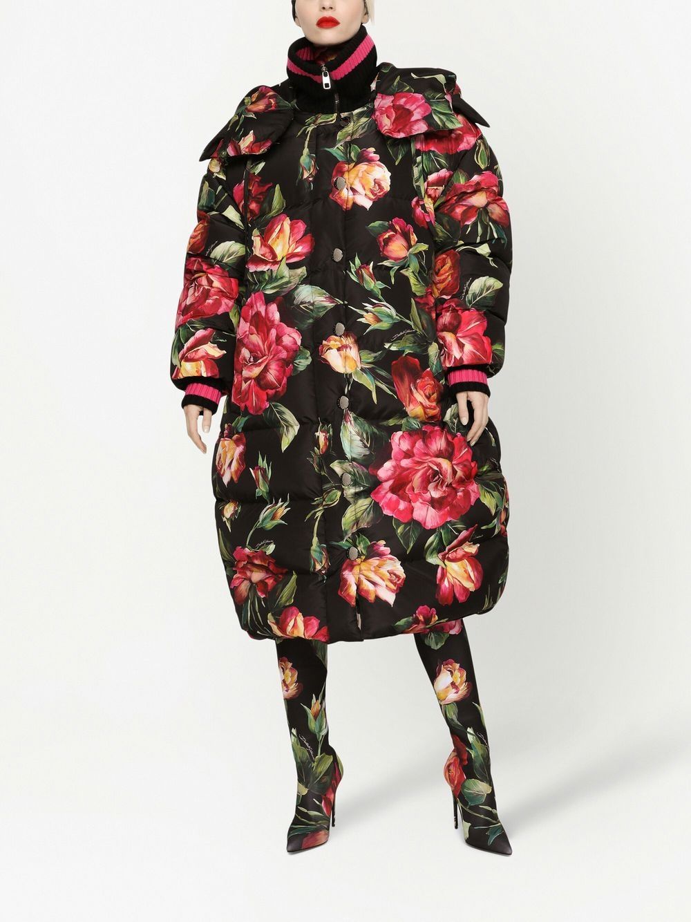 Dolce & Gabbana DOLCE & GABBANA- Rose Print Puffer Down Jacket