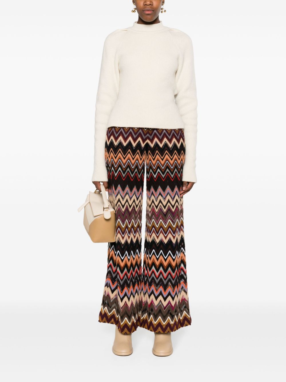 Missoni MISSONI- Zig Zag Pattern Wide Leg Trousers