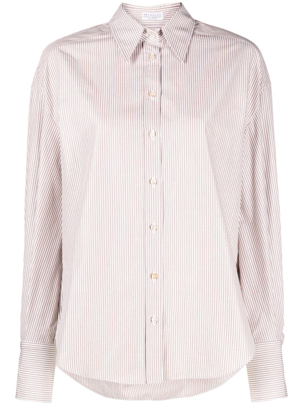 Brunello Cucinelli BRUNELLO CUCINELLI- Striped Oxford Shirt With Precious Details