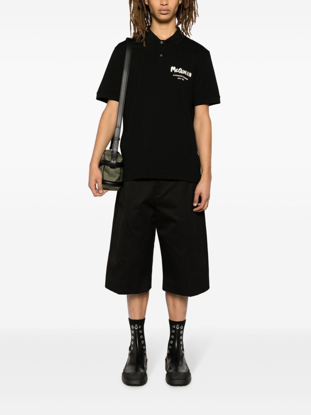 Alexander McQueen ALEXANDER MCQUEEN- Graffiti Cotton Polo Shirt