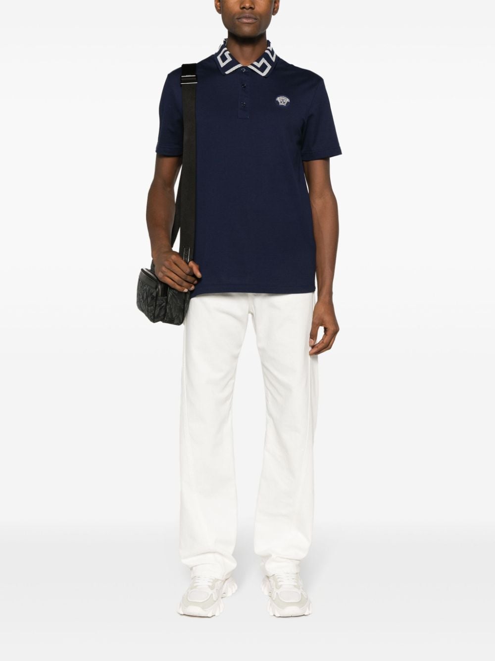 Versace VERSACE- Greca Cotton Polo Shirt