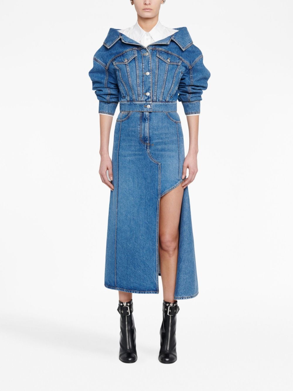 Alexander McQueen ALEXANDER MCQUEEN- Denim Midi Skirt