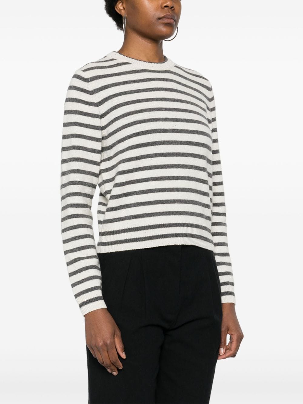 Brunello Cucinelli BRUNELLO CUCINELLI- Striped Cashmere Blend Sweater