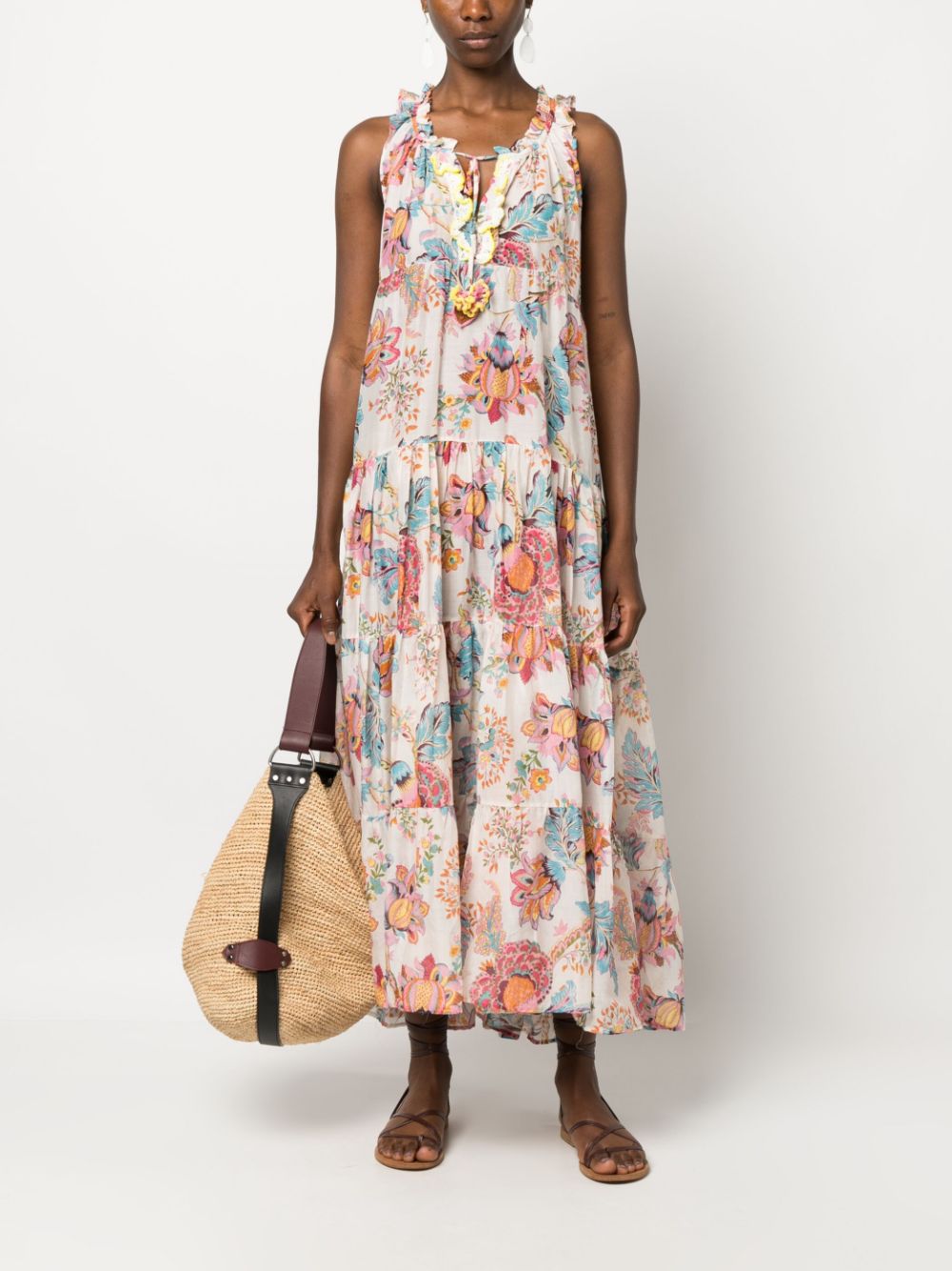 Anjuna ANJUNA- Printed Cotton Blend Silk Maxi Dress