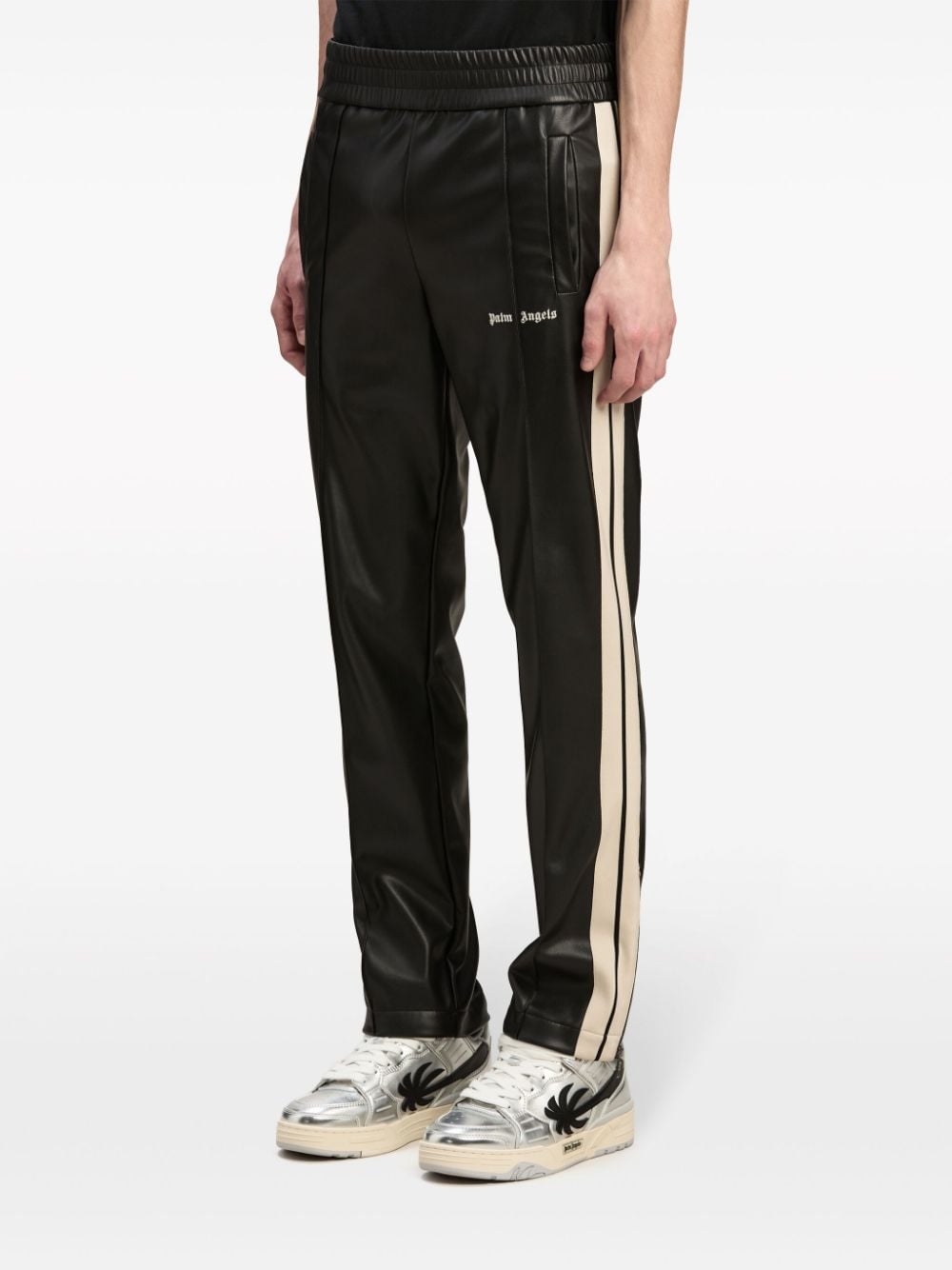 PALM ANGELS PALM ANGELS- Logo Leather-effect Track Pants