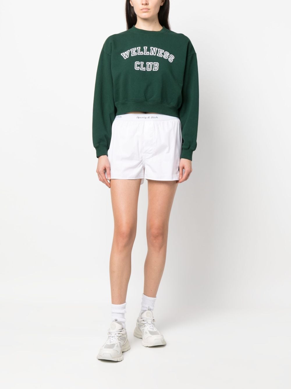 Sporty & Rich SPORTY & RICH- Wellness Club Cropped Cotton Sweatshirt