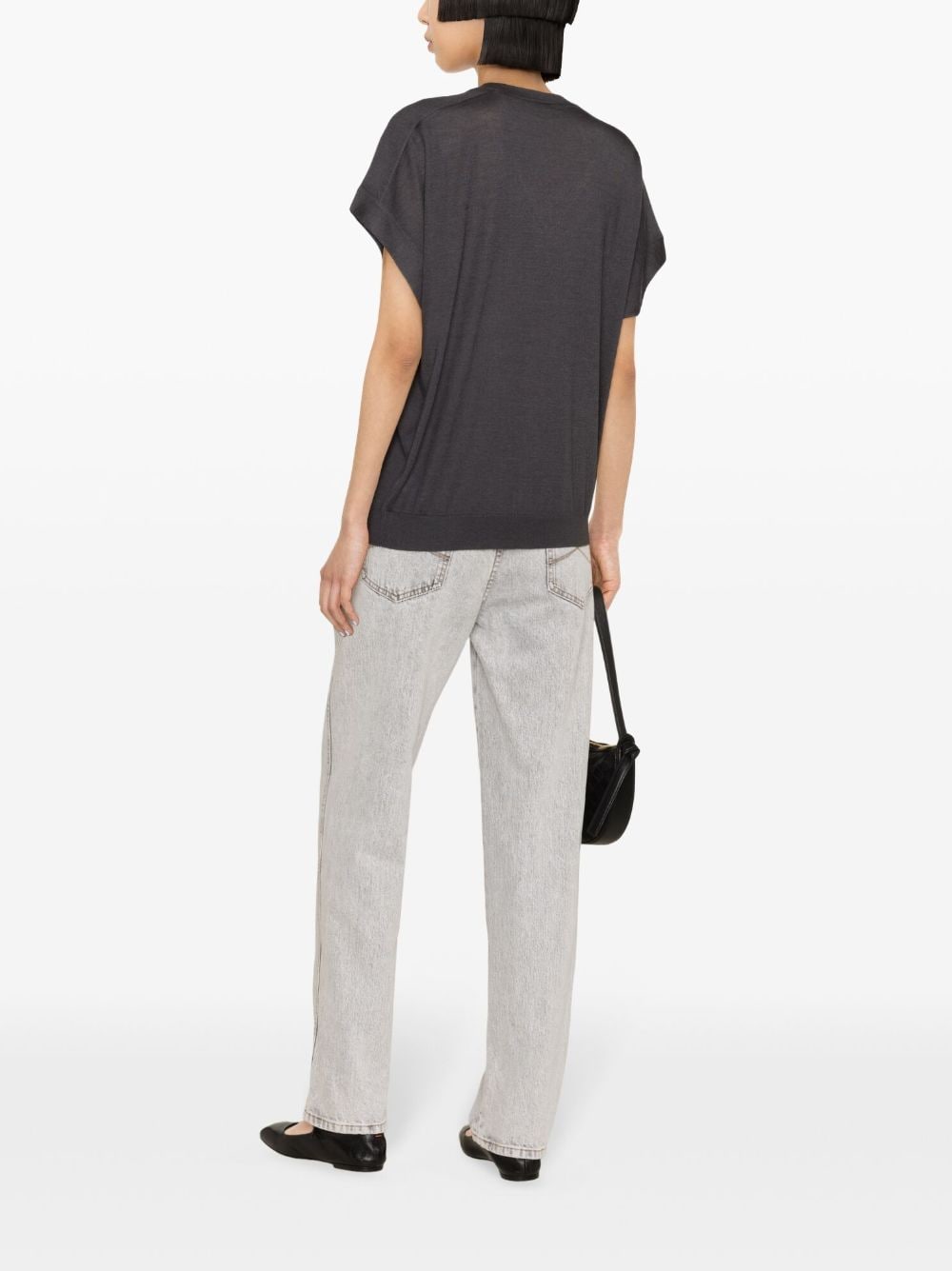 Brunello Cucinelli BRUNELLO CUCINELLI- Cashmere And Silk Blend V-necked Top