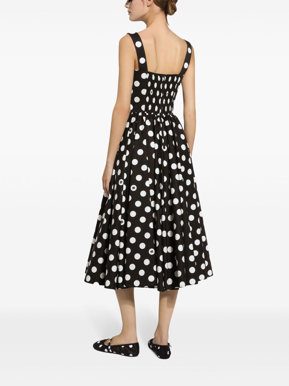 Dolce & Gabbana DOLCE & GABBANA- Dots Print Cotton Midi Dress