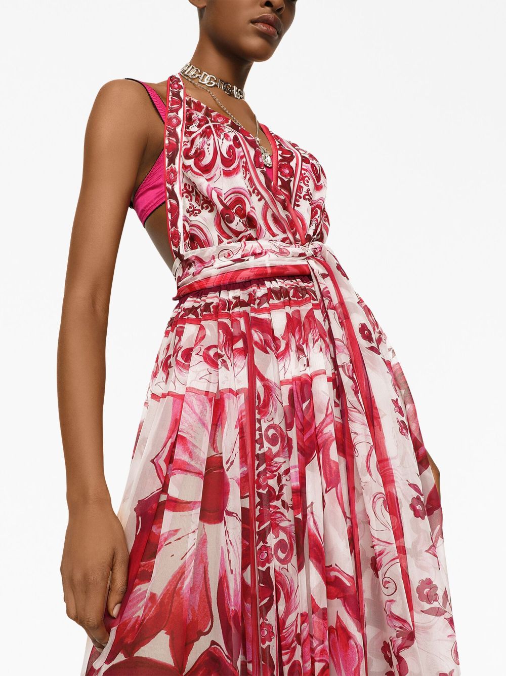 Dolce & Gabbana DOLCE & GABBANA- Majolica Print Silk Long Dress