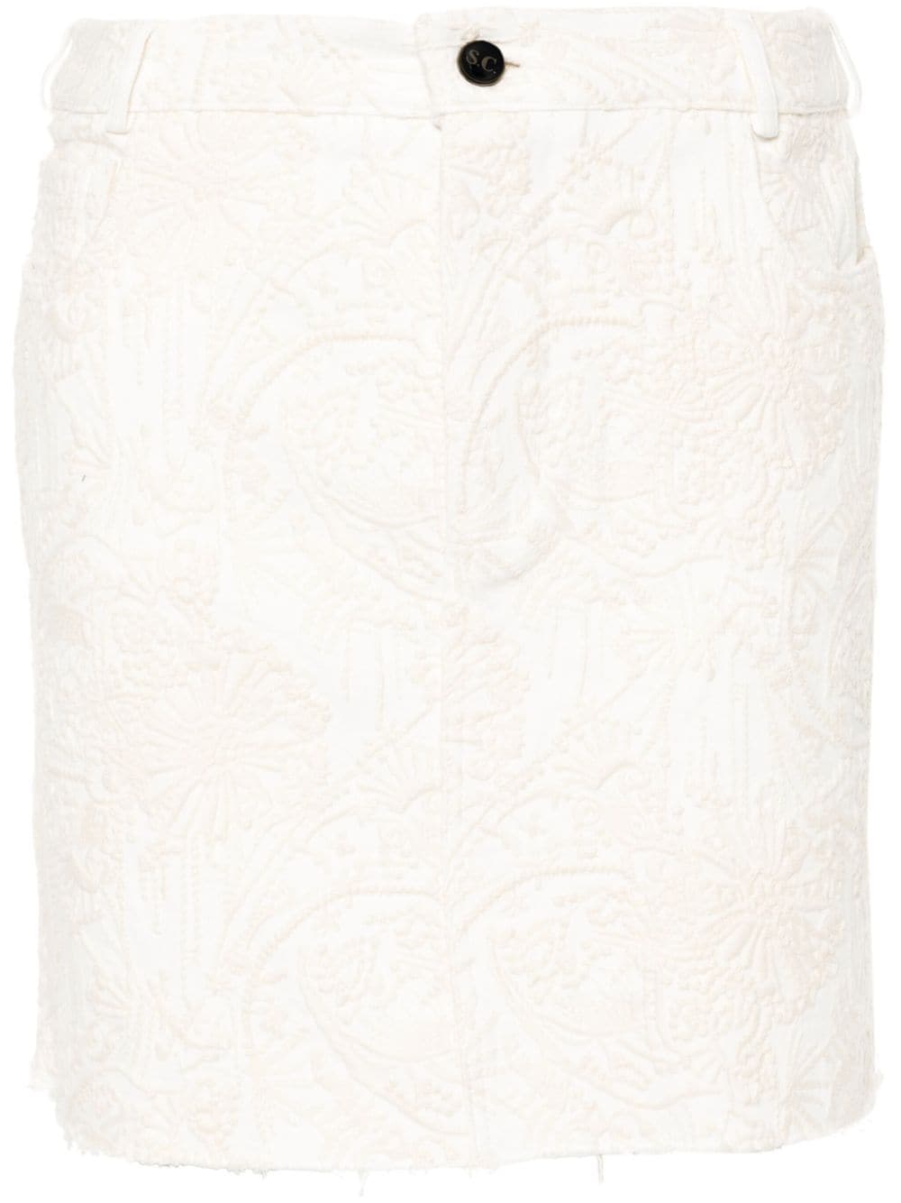 Semicouture SEMICOUTURE- Georgia Embroidered Denim Mini Skirt