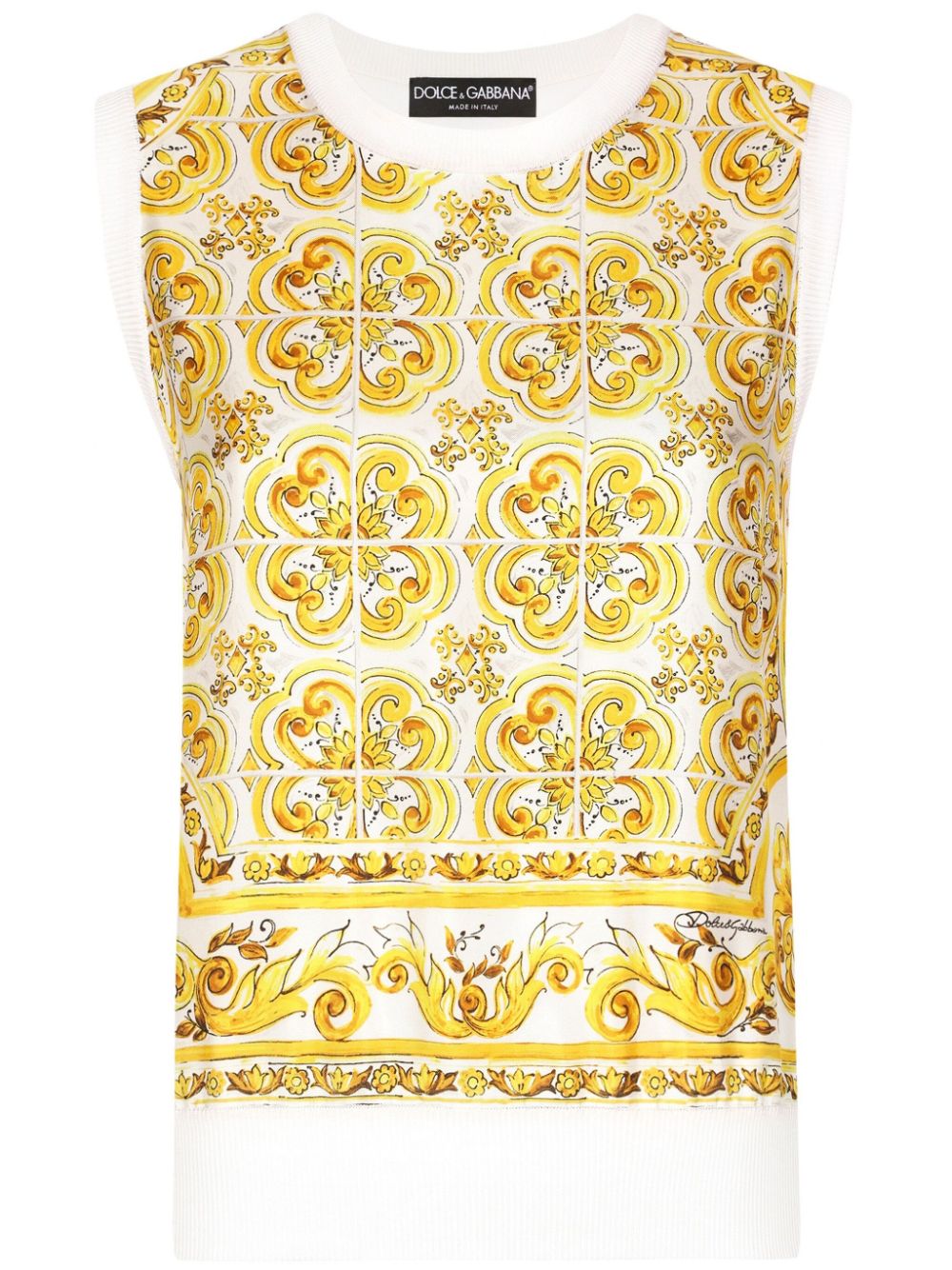 Dolce & Gabbana DOLCE & GABBANA- Maiolica Print Silk Tank Top