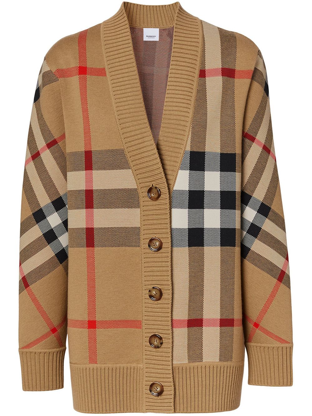 Burberry BURBERRY- Check Motif Wool Blend Cardigan