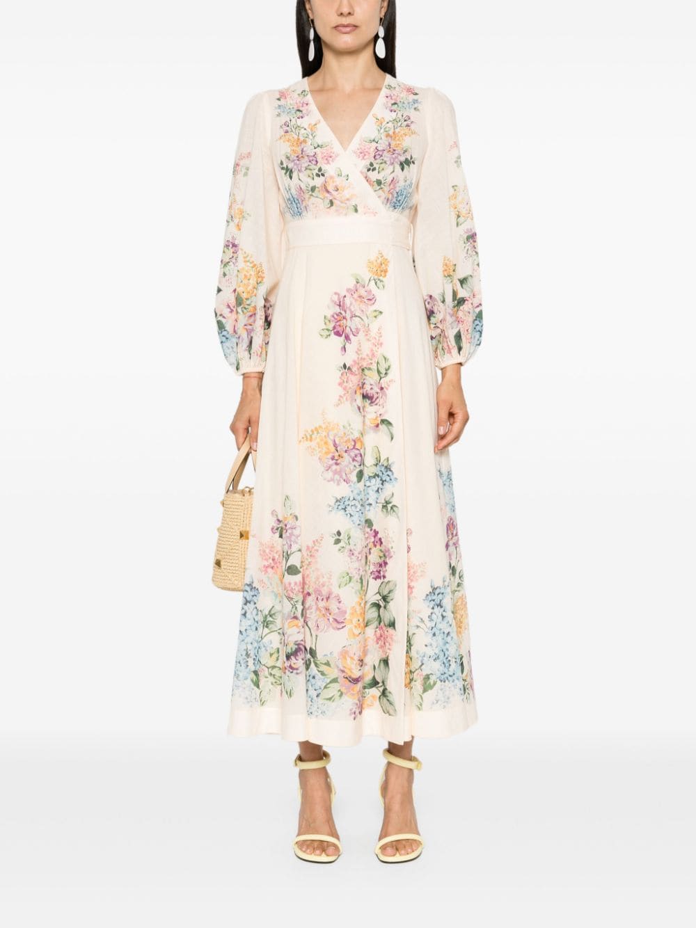 Zimmermann ZIMMERMANN- Floral Print Wrap Midi Dress