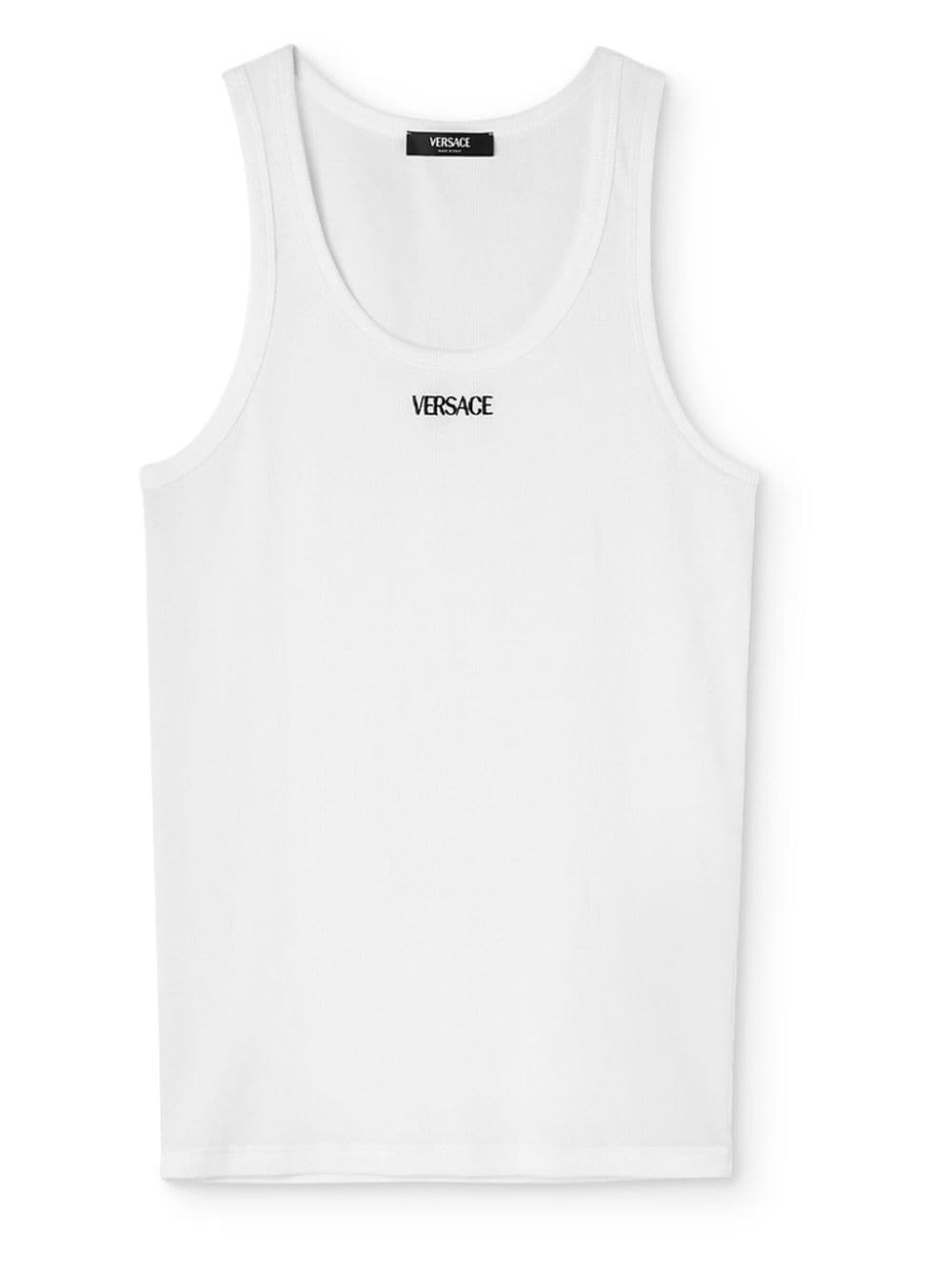 Versace VERSACE- Logo Ribbed Cotton Tank Top