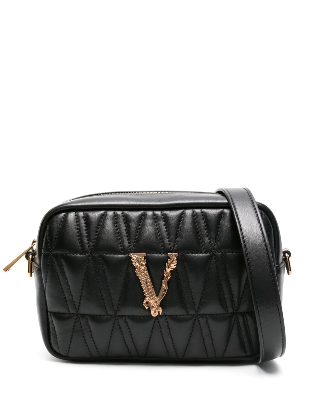 Versace VERSACE- Virtus Leather Crossbody Bag