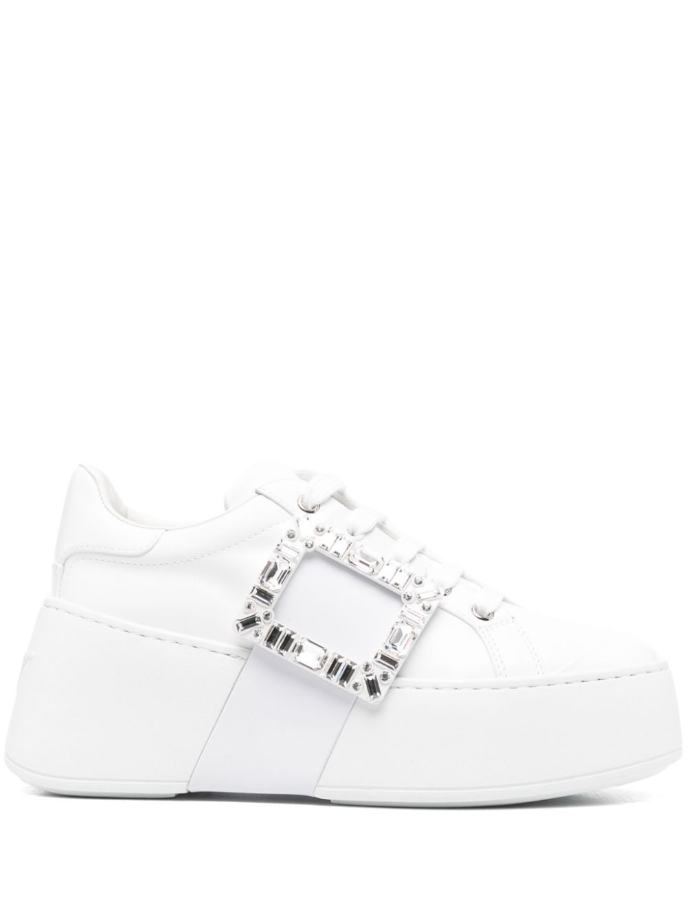 Roger Vivier ROGER VIVIER- Viv Skate High Strass Leather Sneakers