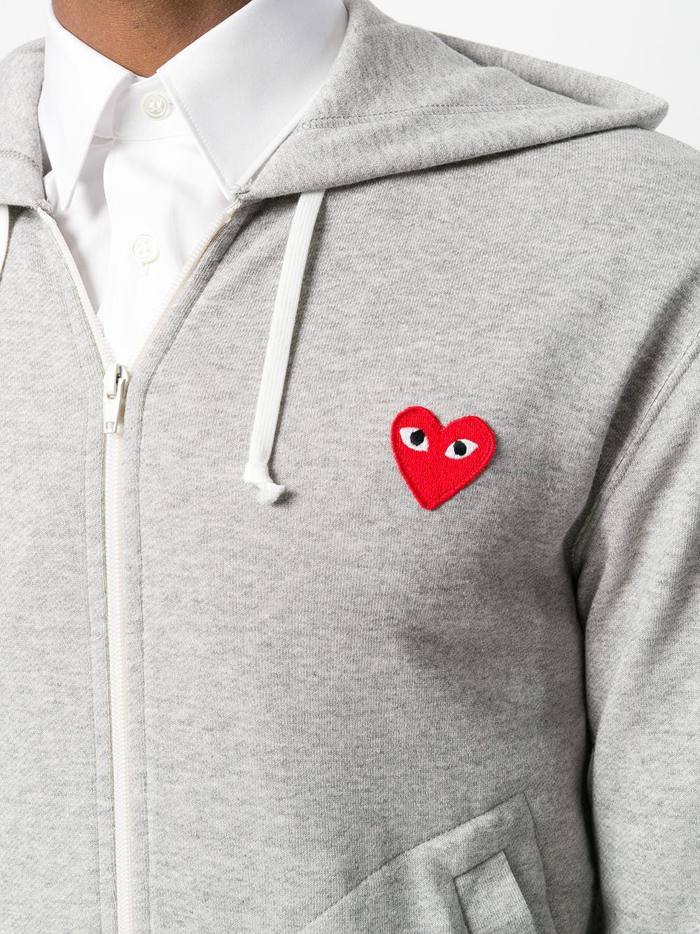 Comme Des Garçons Play COMME DES GARCONS PLAY- Logo Zipped Cotton Hoodie