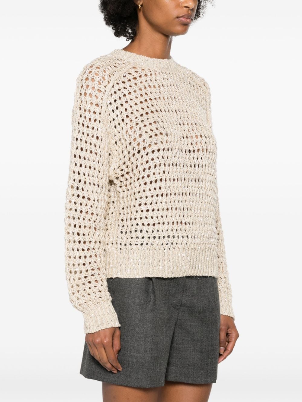 Brunello Cucinelli BRUNELLO CUCINELLI- Silk And Linen Blend Crewneck Sweater