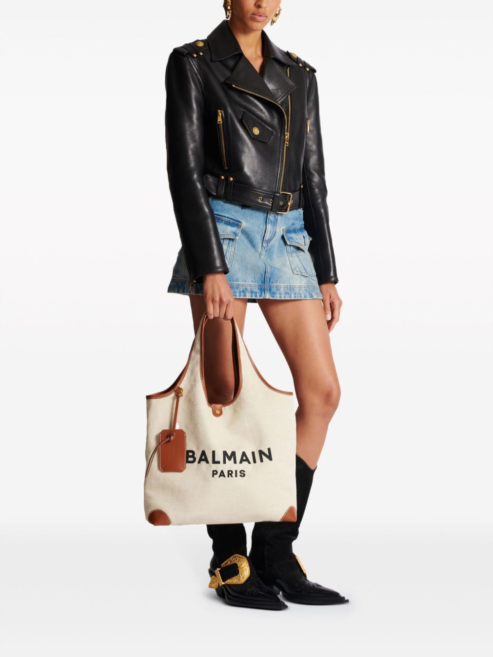 Balmain BALMAIN- B-army Canvas And Leather Trims Tote Bag