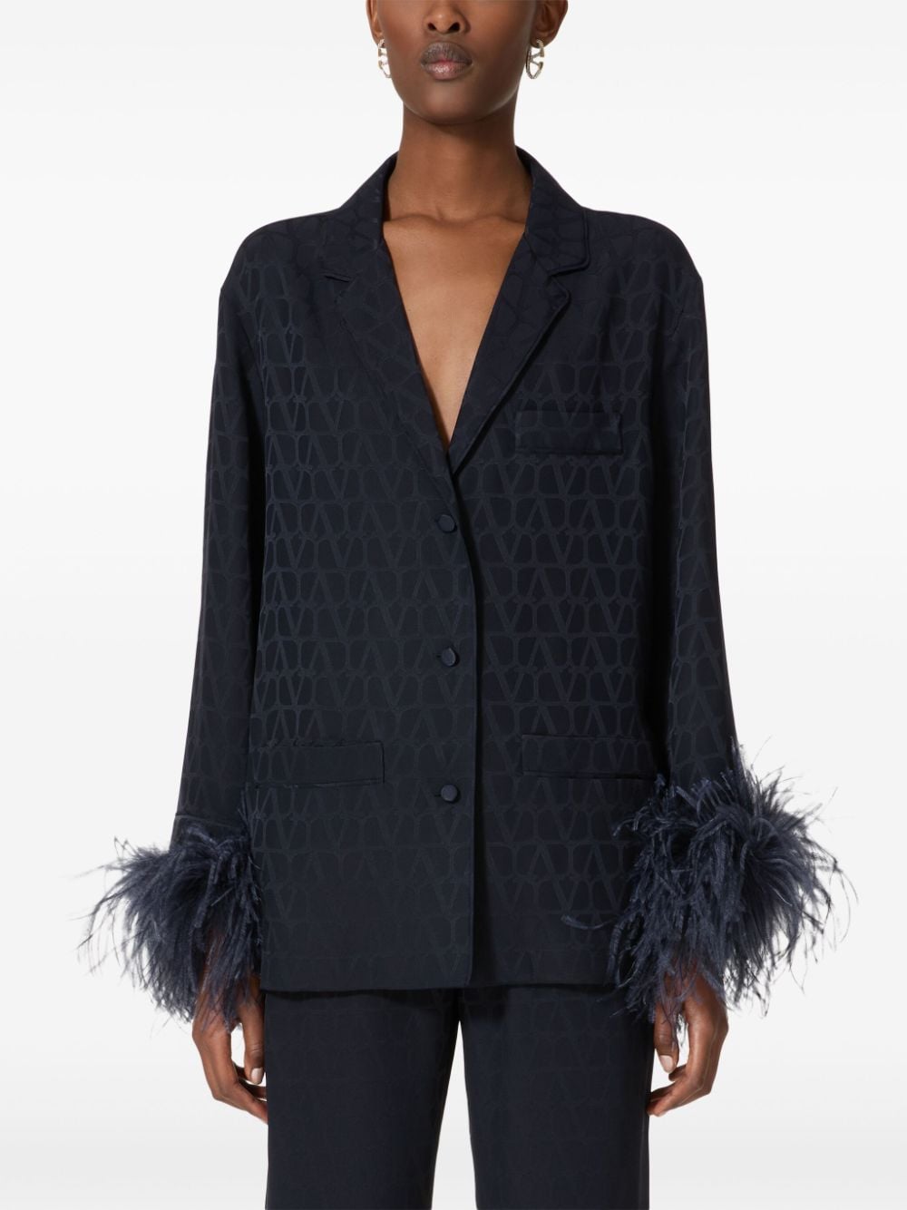 Valentino VALENTINO- Feathered Toile Iconographe Blouse