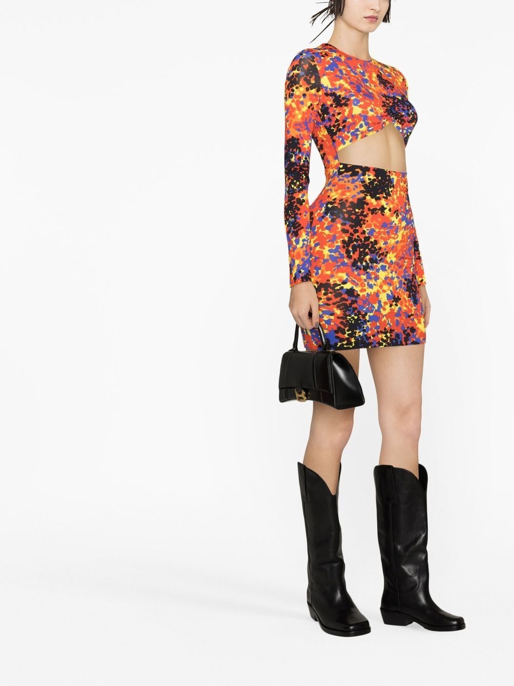 Dsquared2 DSQUARED2- Printed Cut-out Short Dress