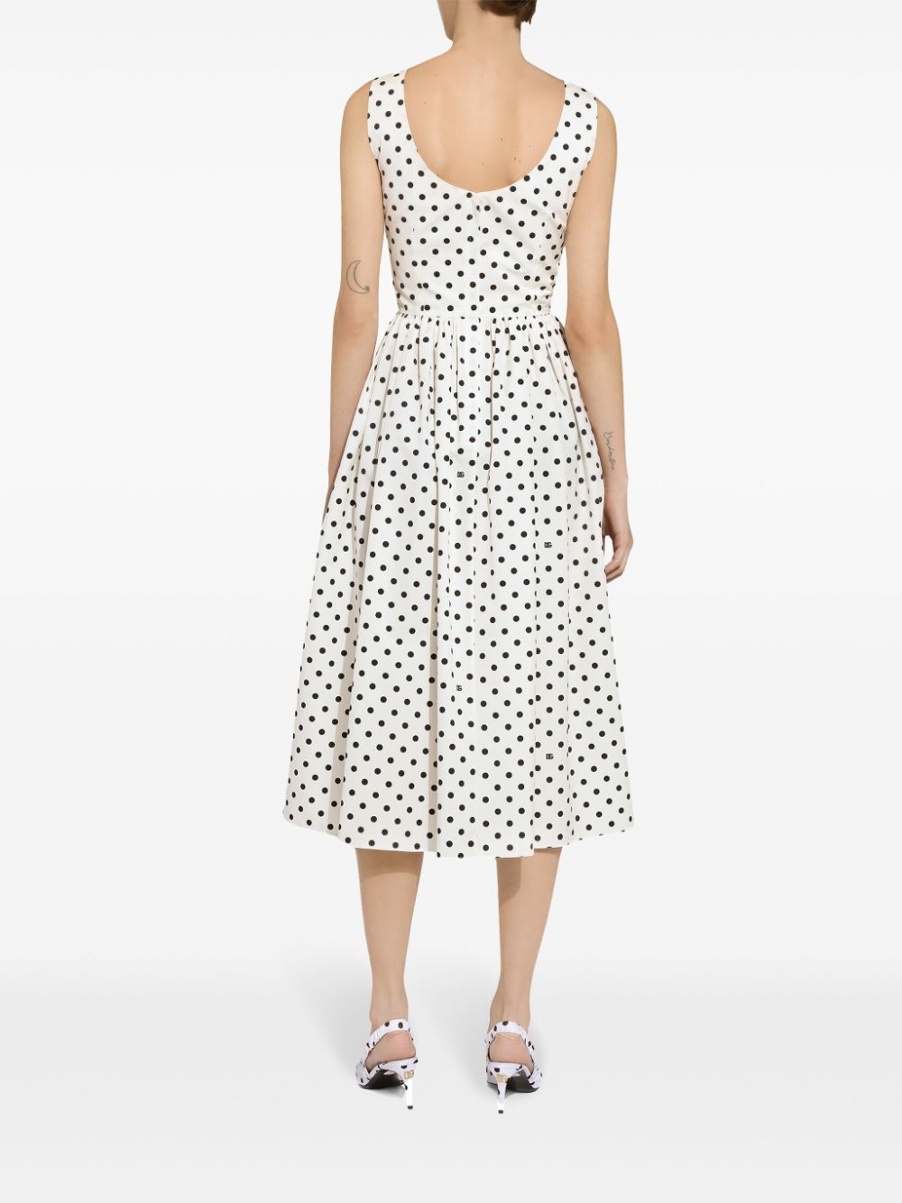 Dolce & Gabbana DOLCE & GABBANA- Dots Print Cotton Midi Dress