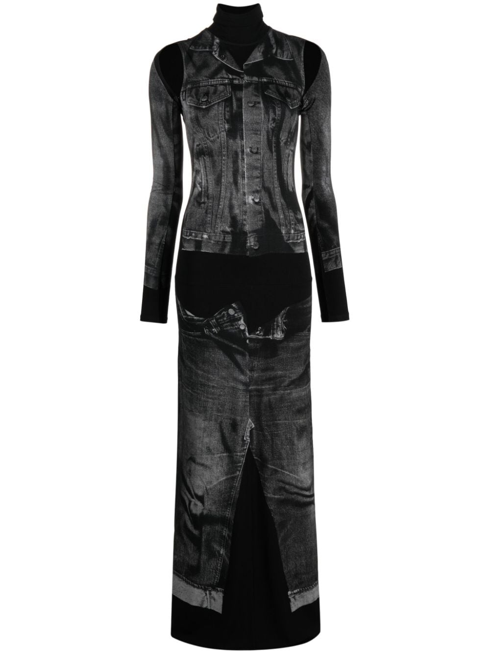 Jean Paul Gaultier JEAN PAUL GAULTIER- Trompe L'oeil Tattoo Print Long Dress