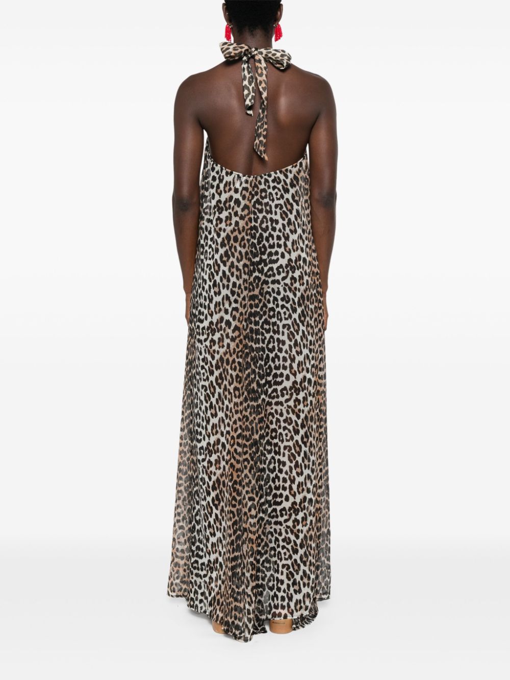 Ganni GANNI- Leopard Print Halterneck Dress