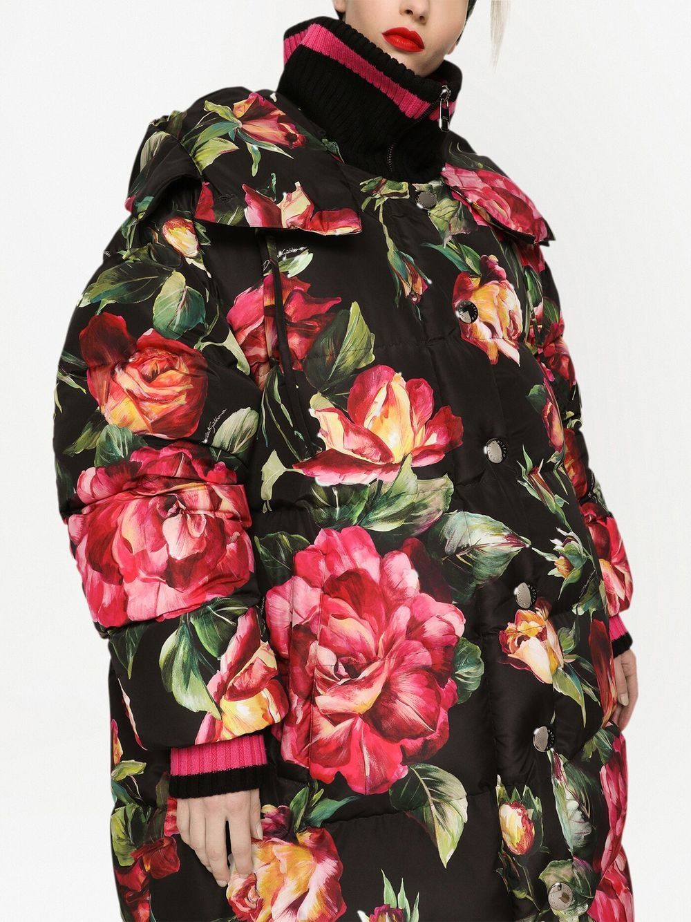 Dolce & Gabbana DOLCE & GABBANA- Rose Print Puffer Down Jacket