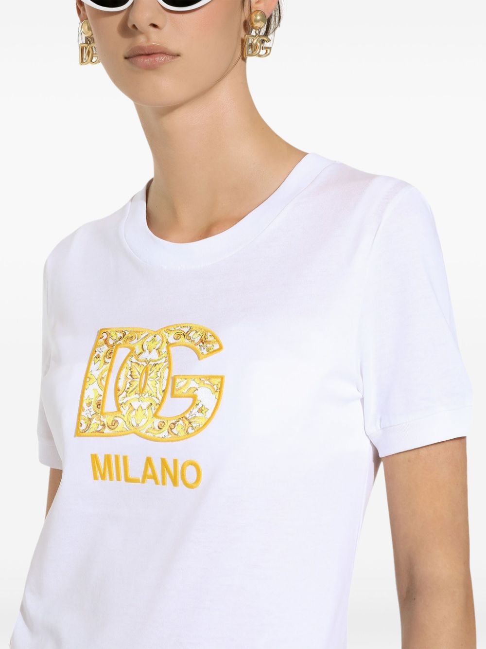 Dolce & Gabbana DOLCE & GABBANA- Embroidered Logo Cotton T-shirt