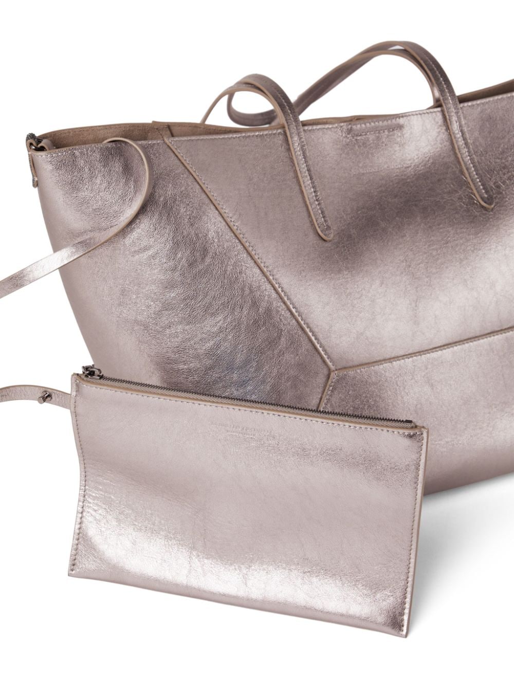 Brunello Cucinelli BRUNELLO CUCINELLI- Leather Shopping Tote With Precious Details