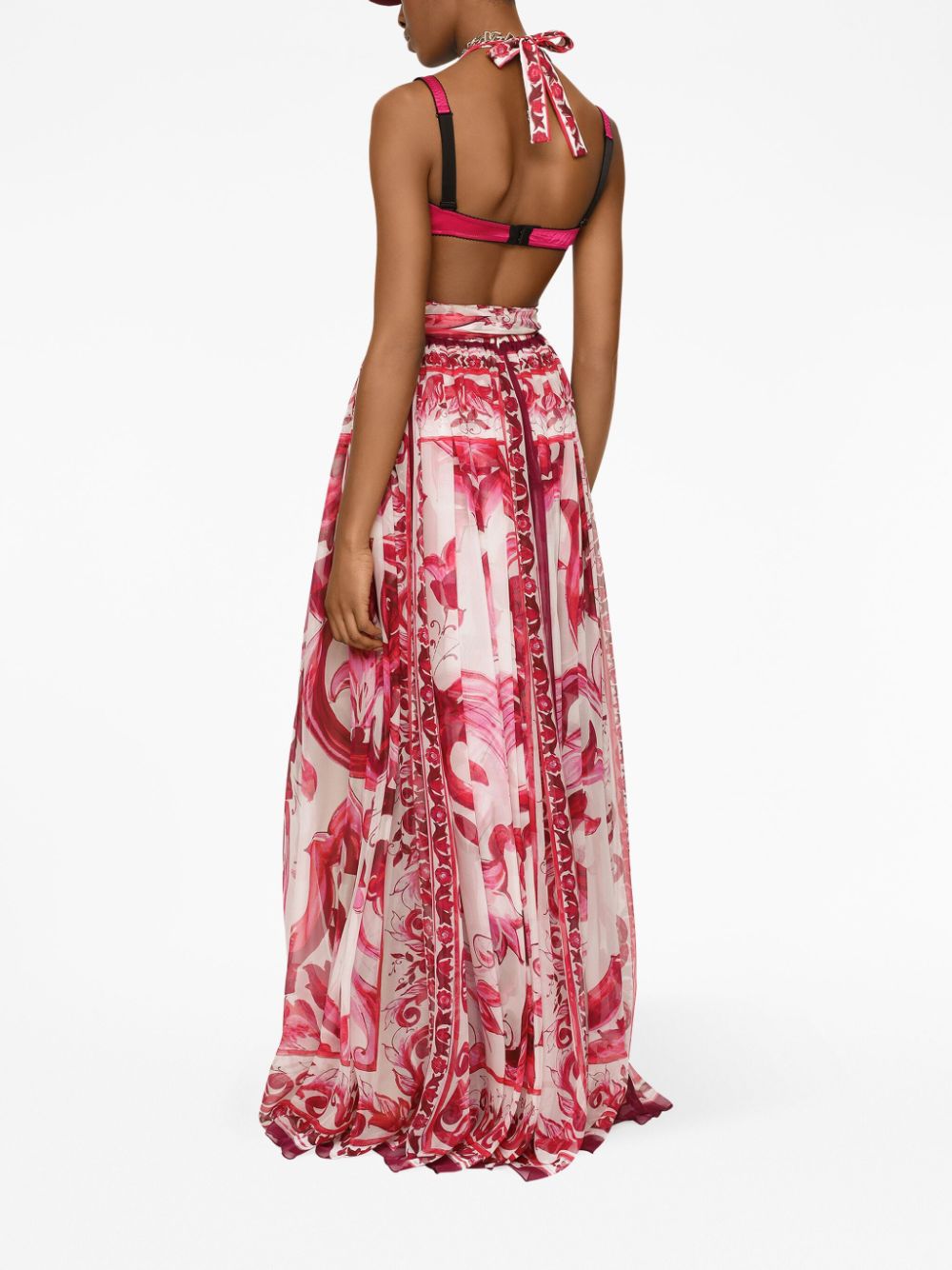 Dolce & Gabbana DOLCE & GABBANA- Majolica Print Silk Long Dress