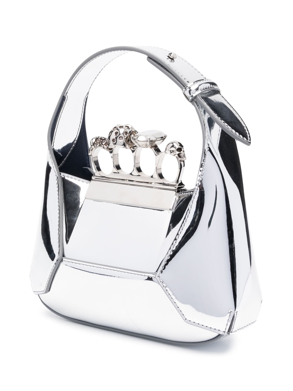 Alexander McQueen ALEXANDER MCQUEEN- Jewelled Hobo Mini Metallic Leather Shoulder Bag