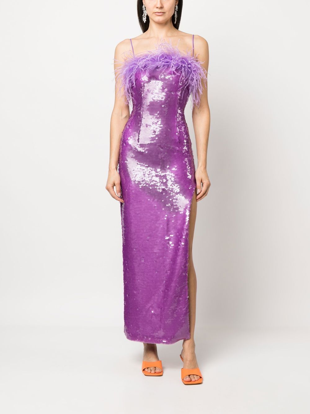 GIUSEPPE DI MORABITO GIUSEPPE DI MORABITO- Feathers Sequins Long Dress