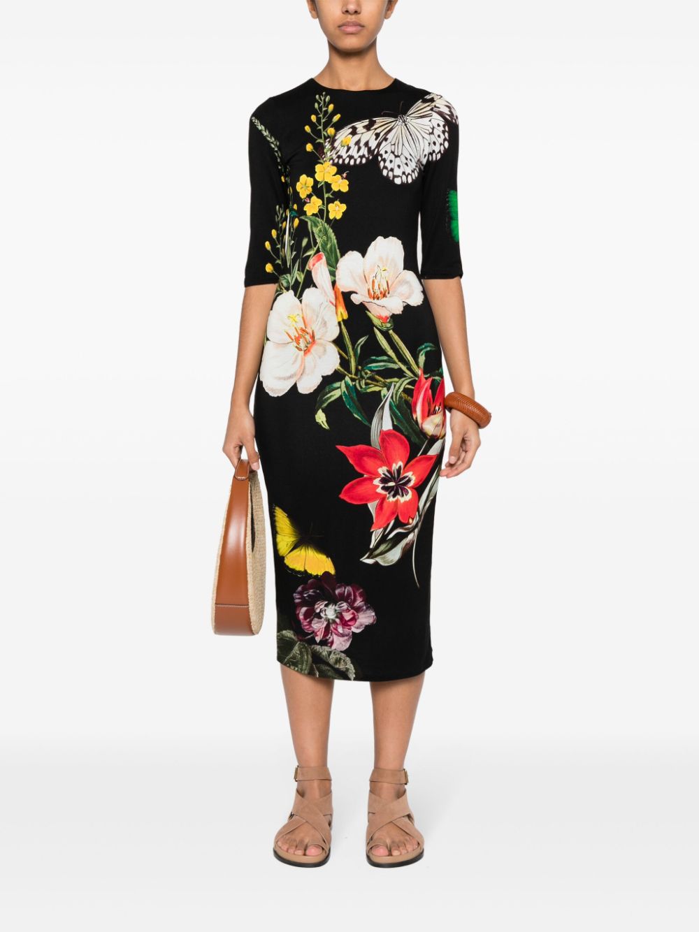  ALICE+OLIVIA- Delora Printed Midi Dress