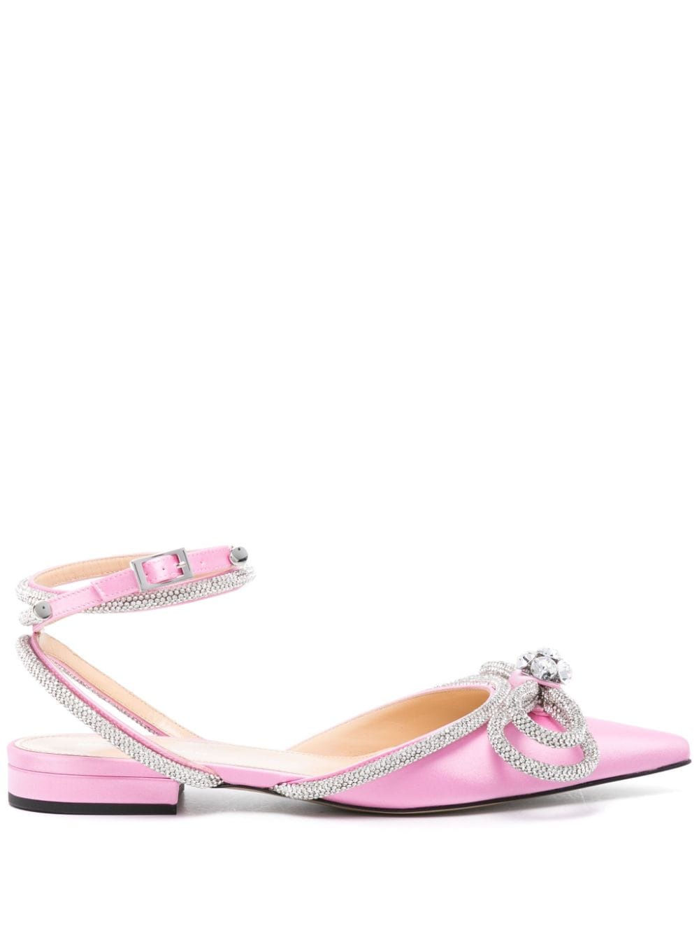 Mach & Mach MACH & MACH- Double Bow Satin Slingback Ballet Flats