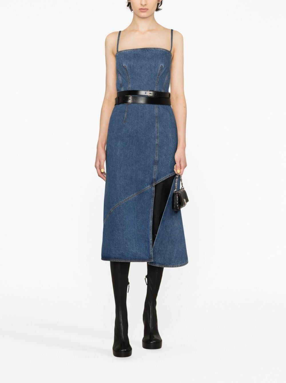 Alexander McQueen ALEXANDER MCQUEEN- Slit Detail Denim Midi Dress