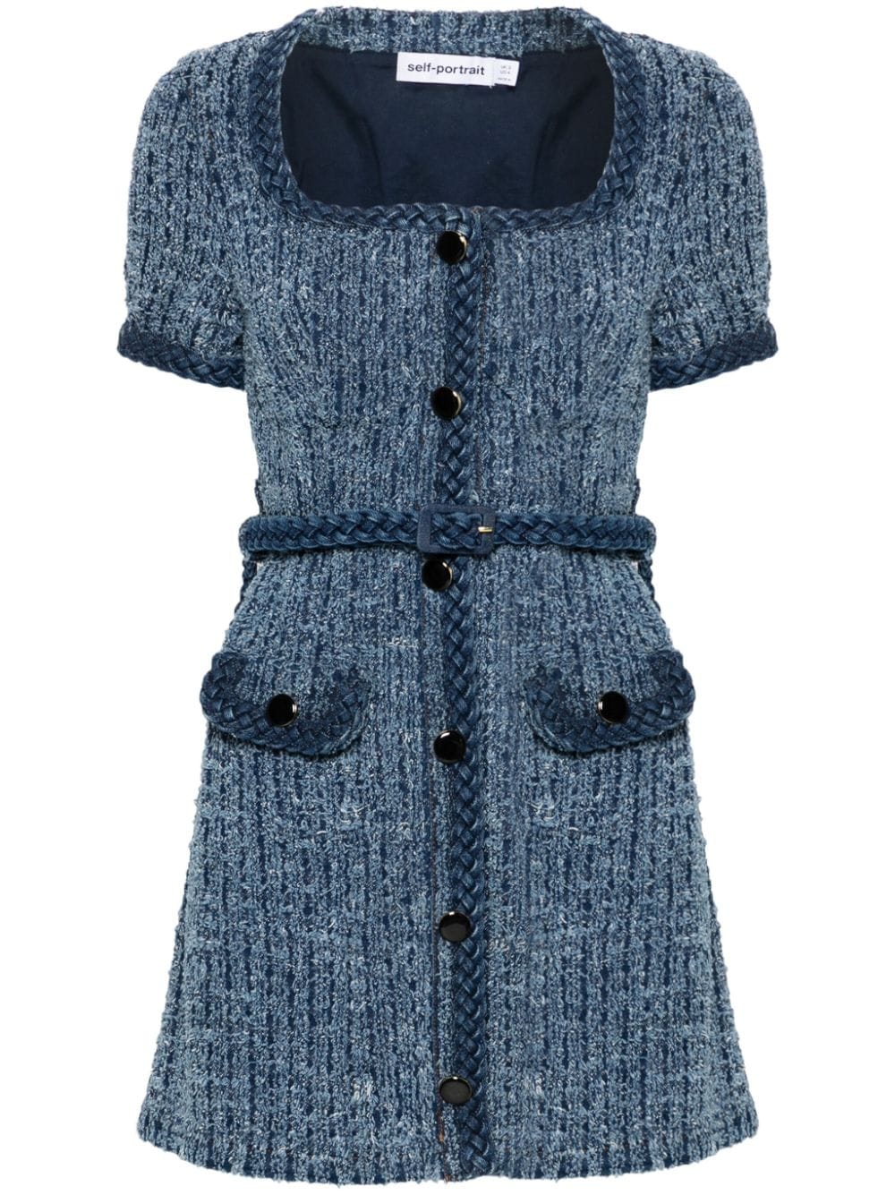  SELF PORTRAIT- Textured Denim Mini Dress