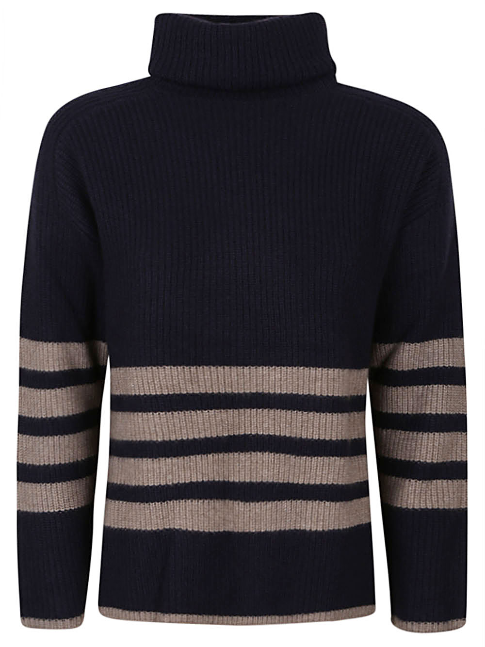 Be You BE YOU- Striped Cashmere Turtleneck Sweater